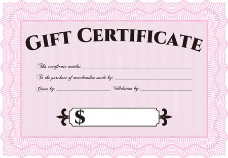 Gift certificate template. Superior design. Customizable, Easy to edit and change colors.With great quality guilloche pattern.