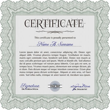 Certificate of achievement template. With complex linear background. Vector illustration.Artistry design. 