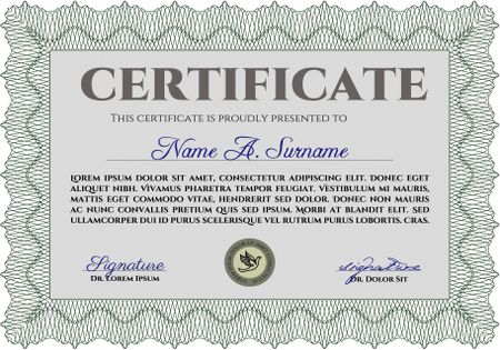 Certificate or diploma template. Complex background. Diploma of completion.Nice design. 
