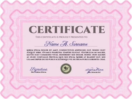 Certificate or diploma template. Complex background. Detailed.Cordial design. 
