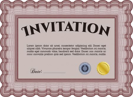 Formal invitation template. Beauty design. Border, frame.With complex linear background. 