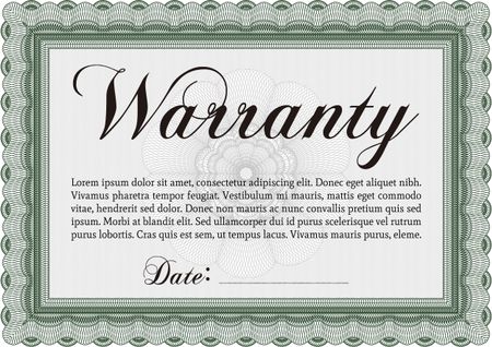Sample Warranty template. Easy to print. Complex border. Very Customizable. 