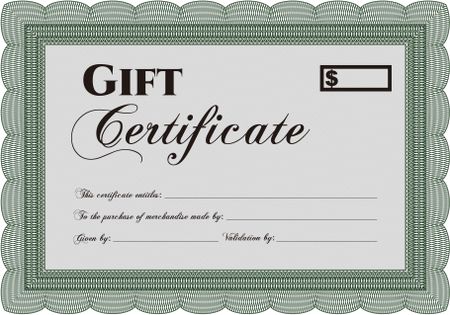 Gift certificate. With complex linear background. Border, frame.Artistry design. 
