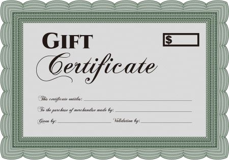 Gift certificate. With complex linear background. Border, frame.Artistry design.