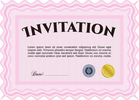 Retro invitation template. Lovely design. Easy to print. Border, frame.