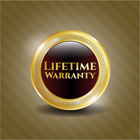 Life Time Warranty gold shiny emblem