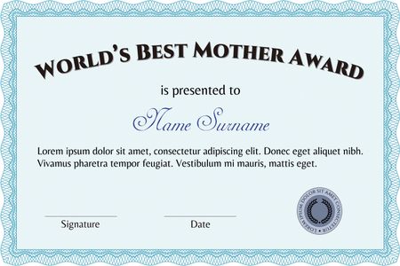 Award: Best Mom in the world. With background. Vector illustration.Lovely design. 