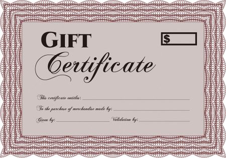 Retro Gift Certificate template. With linear background. Excellent design. Vector illustration.