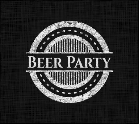 Beer Party chalkboard emblem on black board
