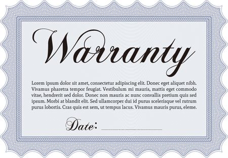 Warranty template. Very Customizable. With background. Complex frame design. 