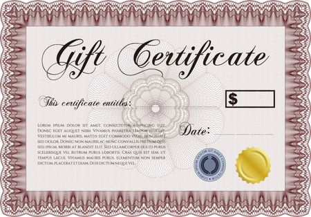 Vector Gift Certificate template. With complex linear background. Customizable, Easy to edit and change colors.Elegant design. 