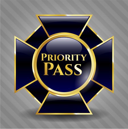 Priority Pass gold shiny emblem