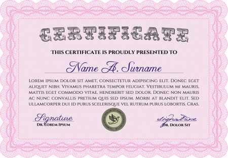 Diploma. Frame certificate template Vector.Cordial design. Printer friendly. 