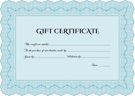 Retro Gift Certificate template. Superior design. Detailed.With complex linear background. 