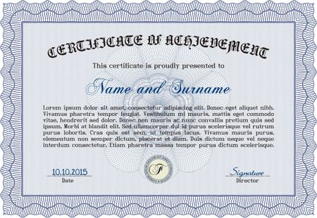 Certificate template or diploma template. With complex background. Vector pattern that is used in money and certificate.Cordial design. 