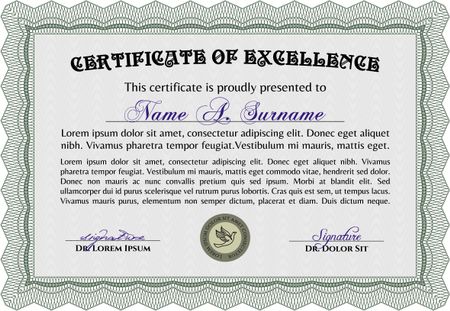 Sample Diploma. Detailed.Retro design. With background. 