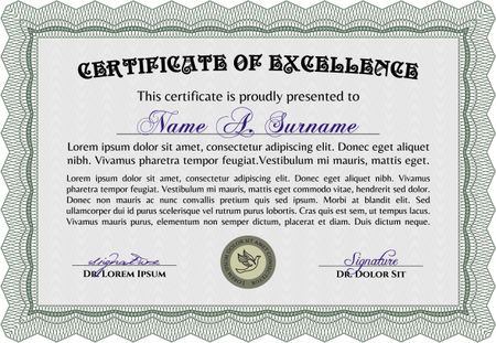 Sample Diploma. Detailed.Retro design. With background.