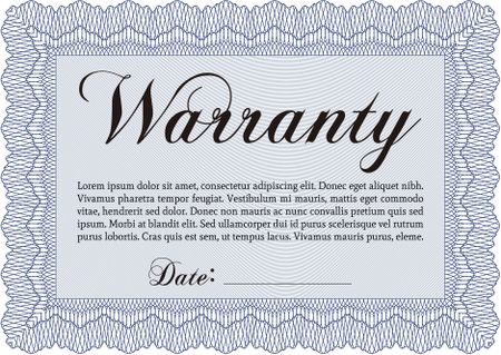 Sample Warranty certificate template. With background. Complex design. Very Customizable. 