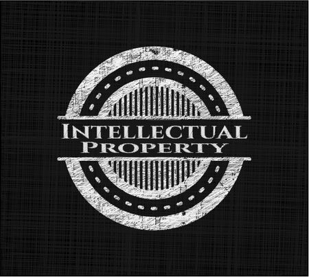 Intellectual property chalk emblem written on a blackboard