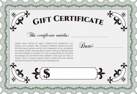 Vector Gift Certificate. Border, frame.With guilloche pattern. Excellent complex design. 