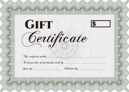 Vector Gift Certificate. Detailed.Elegant design. Printer friendly. 