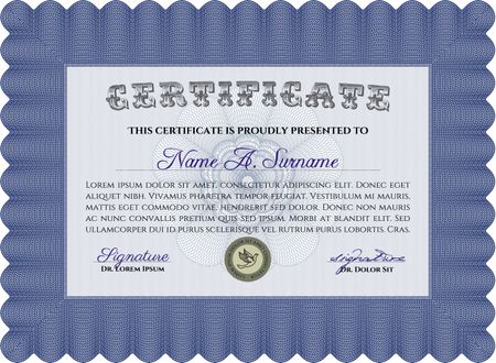 Certificate of achievement. With complex linear background. Diploma of completion.Beauty design. 
