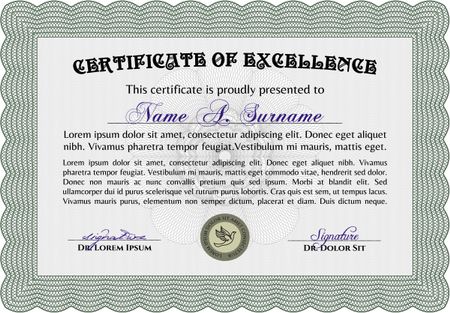 Certificate template. With linear background. Beauty design. Money style.