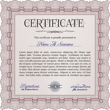 Certificate of achievement. With guilloche pattern and background. Detailed.Beauty design. 
