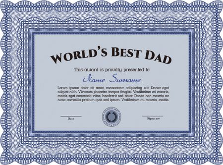 Best Father Award. Complex background. Border, frame.Superior design. 