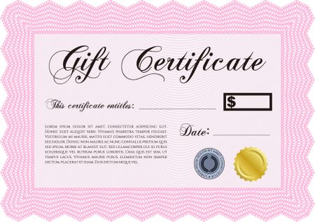Retro Gift Certificate template. Detailed.Superior design. With background. 