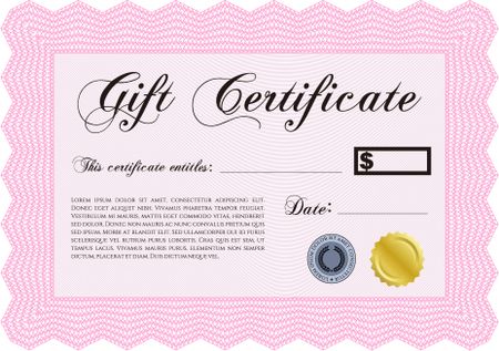 Retro Gift Certificate template. Detailed.Superior design. With background.