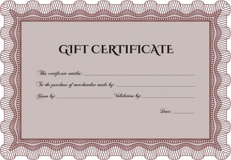 Gift certificate template. Complex background. Excellent design. Customizable, Easy to edit and change colors.