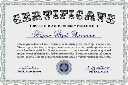 Certificate of achievement template. Vector pattern that is used in currency and diplomas.With great quality guilloche pattern. Superior design. 
