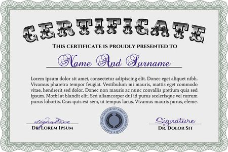 Certificate of achievement template. Vector pattern that is used in currency and diplomas.With great quality guilloche pattern. Superior design.