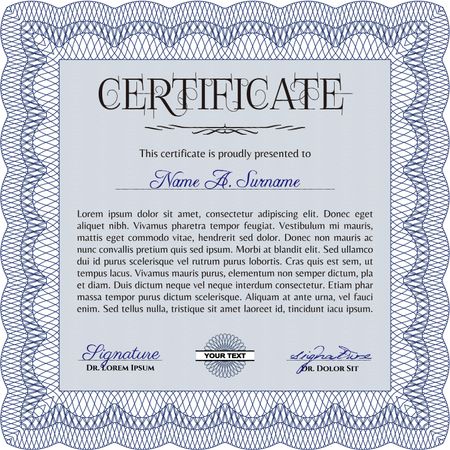 Sample Certificate. Superior design. Printer friendly. Vector illustration.