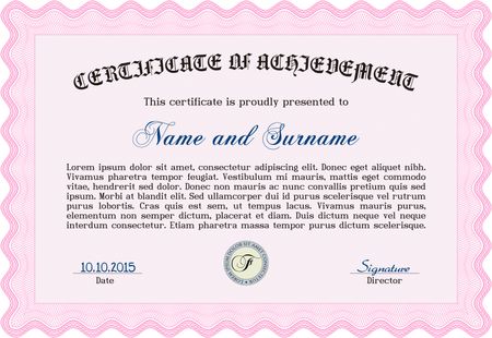 Certificate of achievement. Sophisticated design. Customizable, Easy to edit and change colors.With linear background. 