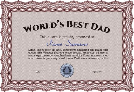 World's Best Father Award. Border, frame.Printer friendly. Lovely design. 