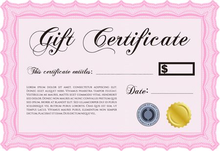 Gift certificate template. Customizable, Easy to edit and change colors.With complex linear background. Artistry design. 