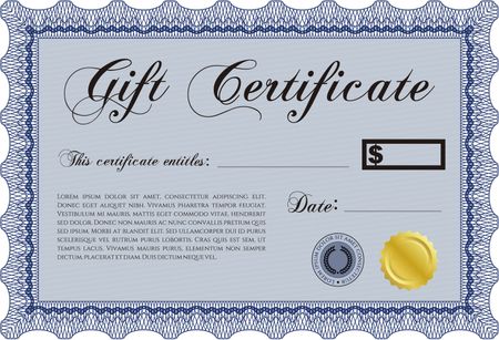 Vector Gift Certificate. Vector illustration.With complex background. Cordial design. 