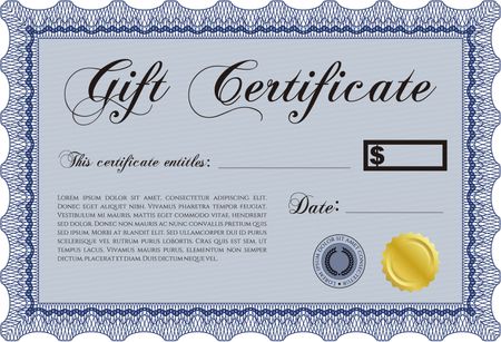 Vector Gift Certificate. Vector illustration.With complex background. Cordial design.