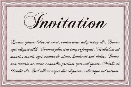Vintage invitation template. Complex design. Customizable, Easy to edit and change colors.With guilloche pattern and background. 
