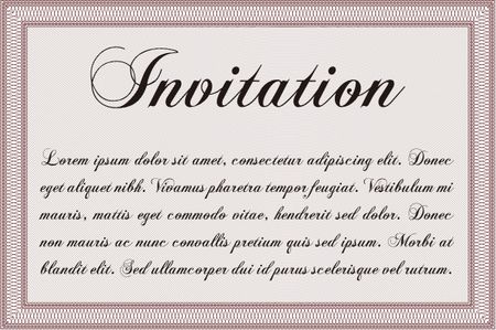 Vintage invitation template. Complex design. Customizable, Easy to edit and change colors.With guilloche pattern and background.