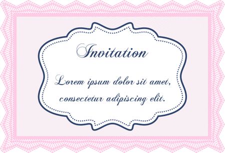 Formal invitation template. Border, frame.Cordial design. With complex linear background. 