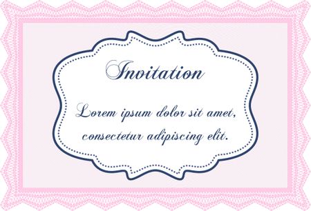 Formal invitation template. Border, frame.Cordial design. With complex linear background.