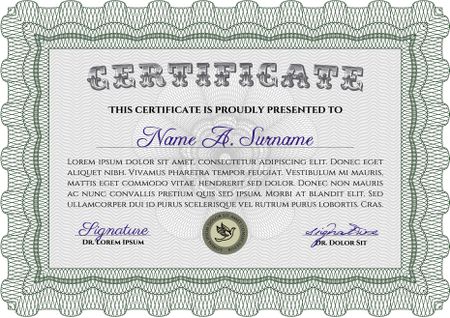 Diploma template or certificate template. Frame certificate template Vector.With guilloche pattern. Lovely design. 