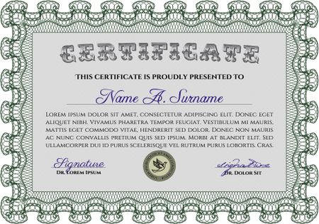 Diploma. Vector certificate template.With great quality guilloche pattern. Excellent design. 