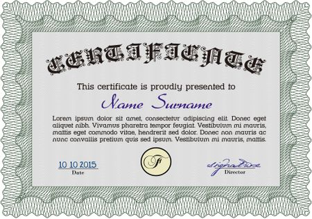 Certificate. Customization, Easy to edit and change colors.Sophisticated design. With guilloche pattern and background. 