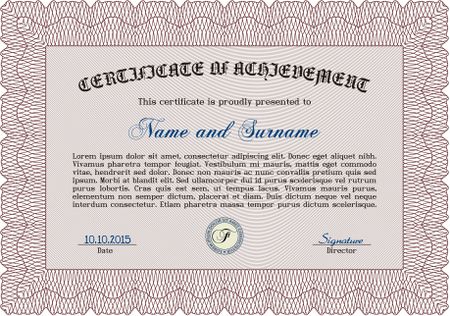 Certificate template. With linear background. Detailed.Good design. 