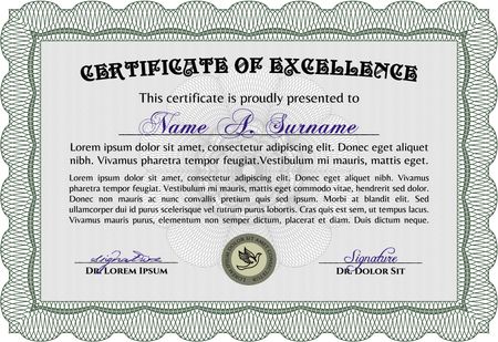 Sample certificate or diploma. Detailed.Artistry design. With linear background.