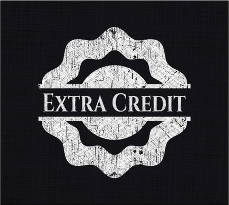 Extra Credit chalkboard emblem on black board